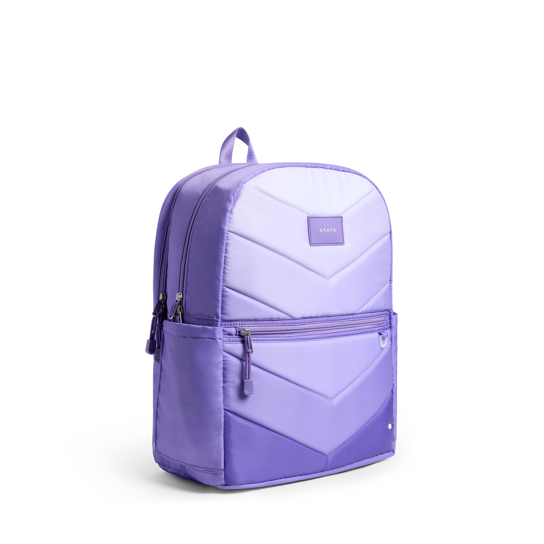 State Bags Kane Kids Double Pocket Large Backpack in Lilac Chevron