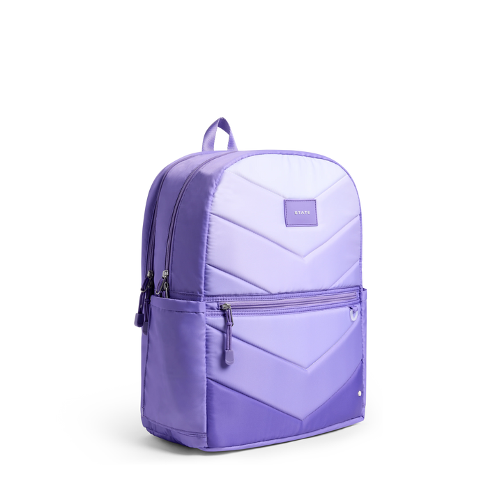 State Bags Kane Kids Double Pocket Large Backpack in Lilac Chevron