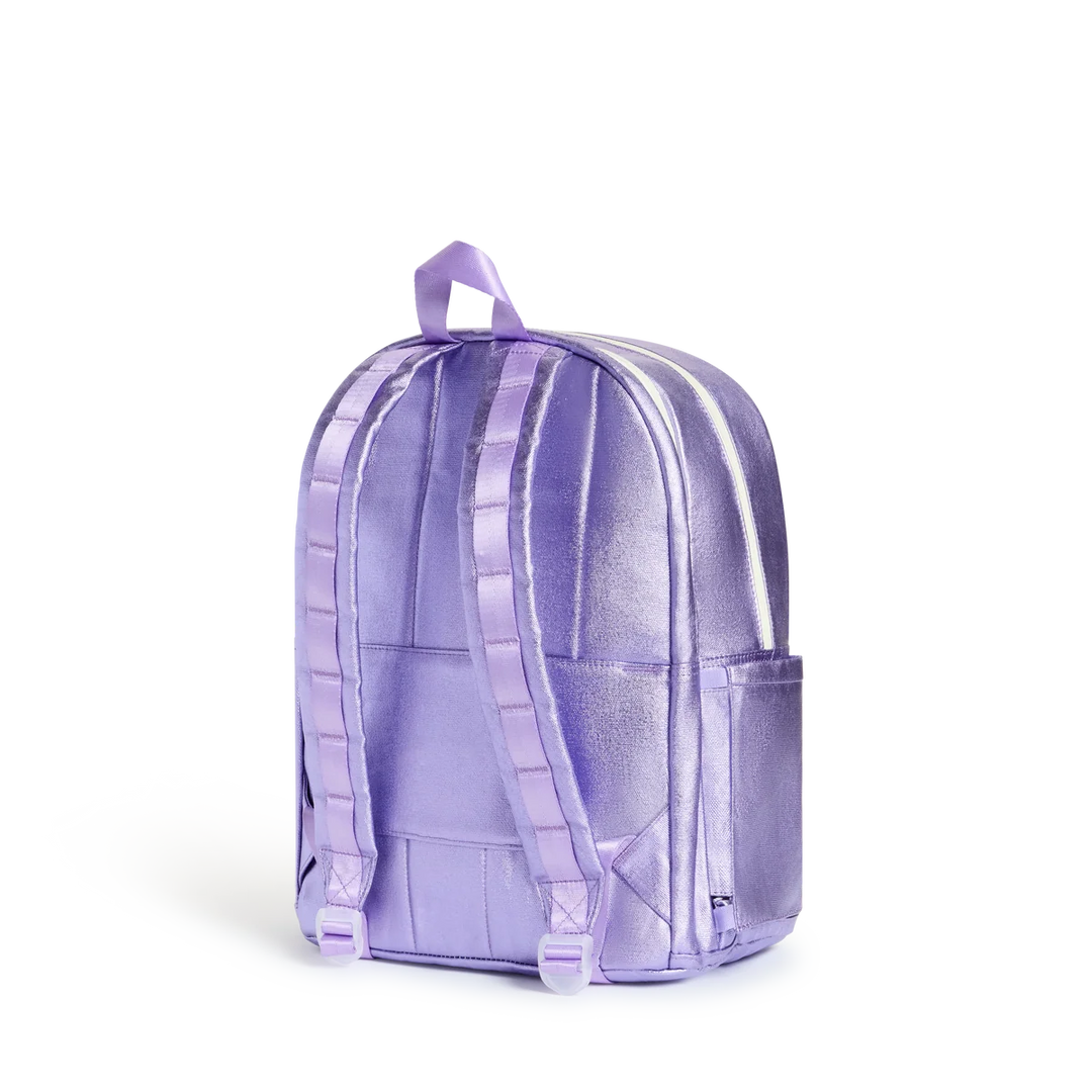 State Bags Kane Kids Double Pocket Backpack - Metallic | Lilac Quilted Sequins