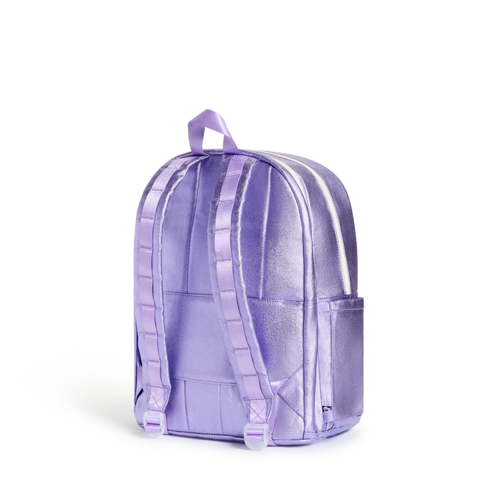 State Bags Kane Kids Double Pocket Backpack - Metallic | Lilac Quilted Sequins