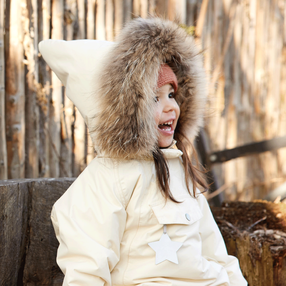 MINI A TURE Kids WANG Winter Jacket w/ Fur Hat in Angora Cream