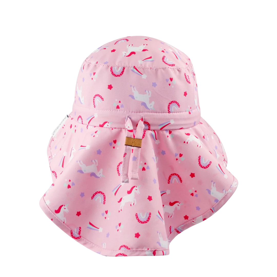 FlapJackKids Kids UPF50+ Sun Hat with Neck Cape - Unicorn