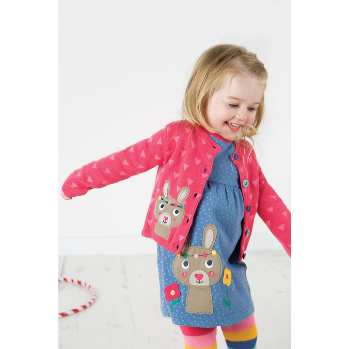 Frugi Baby Girls Raspberry Bunny Little Betsy Cardigan