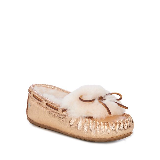 EMU AUSTRALIA Women's Amity Cuff Crackled Moccasin Slipper