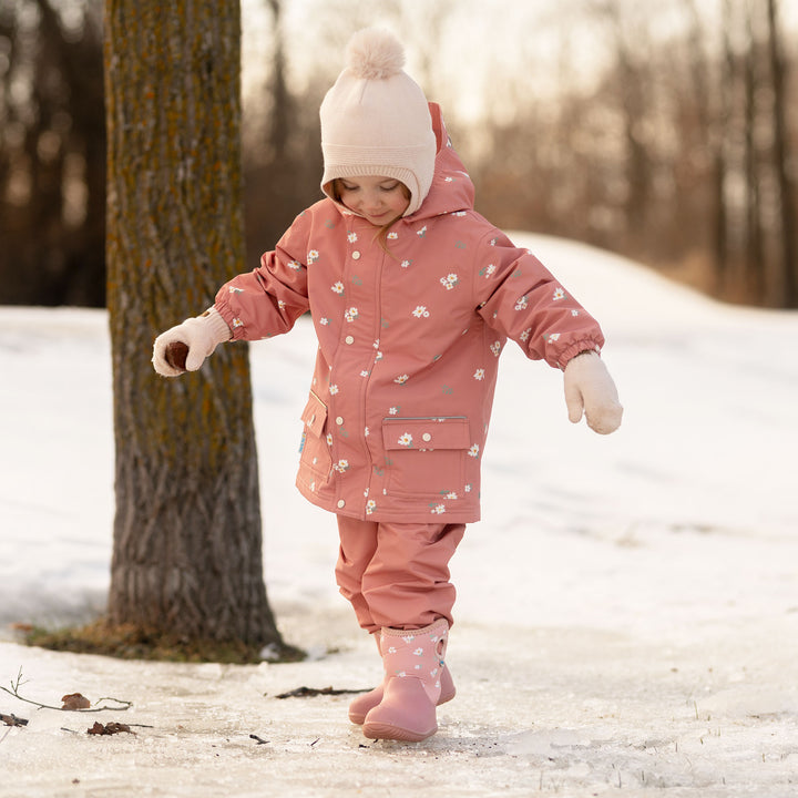 >Jan & Jul Kids Cozy-Dry Waterproof Rain Jacket - Apricot Flower