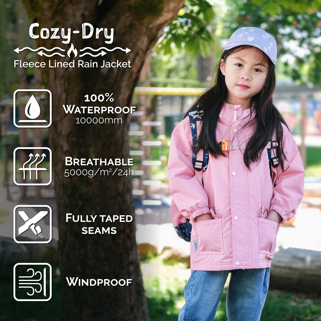 >Jan & Jul Kids Cozy-Dry Waterproof Rain Jacket - Geo Bow