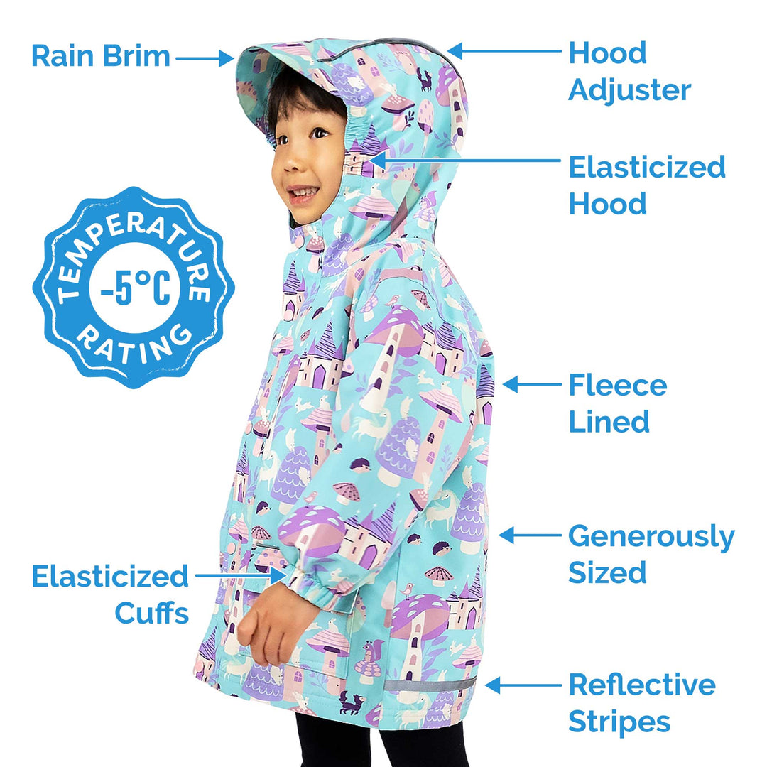 >Jan & Jul Kids Cozy-Dry Waterproof Rain Jacket - Wolf and Bear