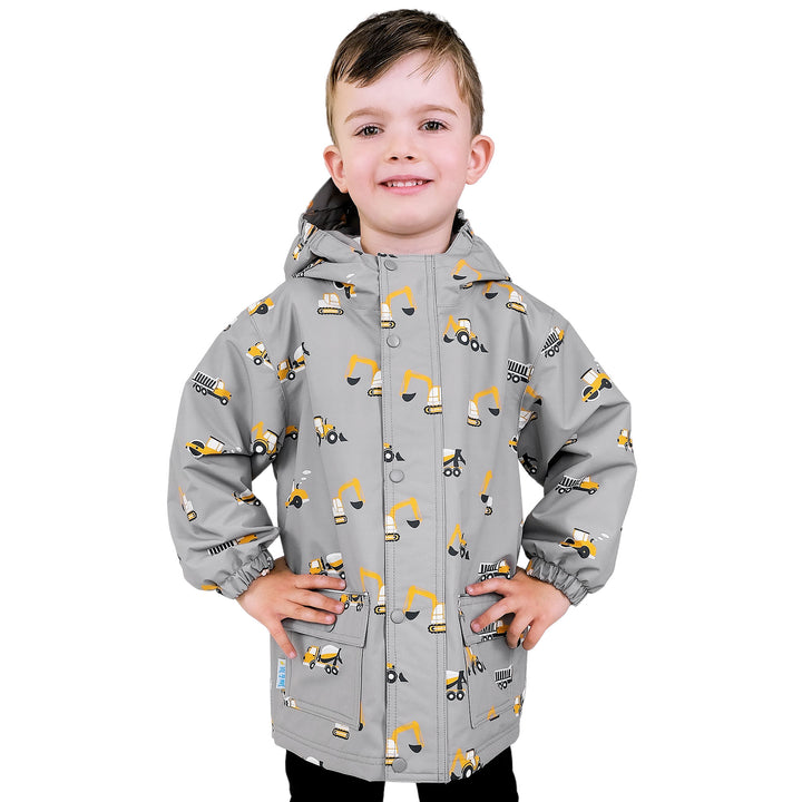 >Jan & Jul Kids Cozy-Dry Waterproof Rain Jacket - Grey Construction
