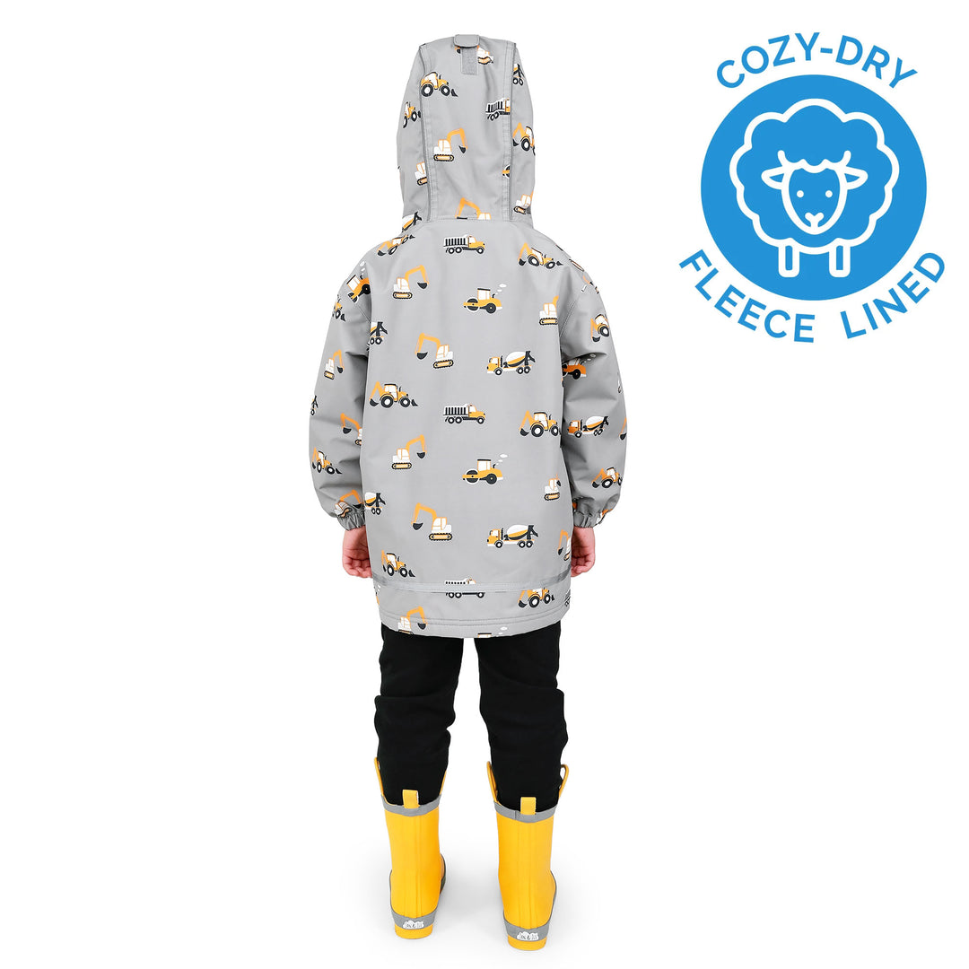 >Jan & Jul Kids Cozy-Dry Waterproof Rain Jacket - Grey Construction