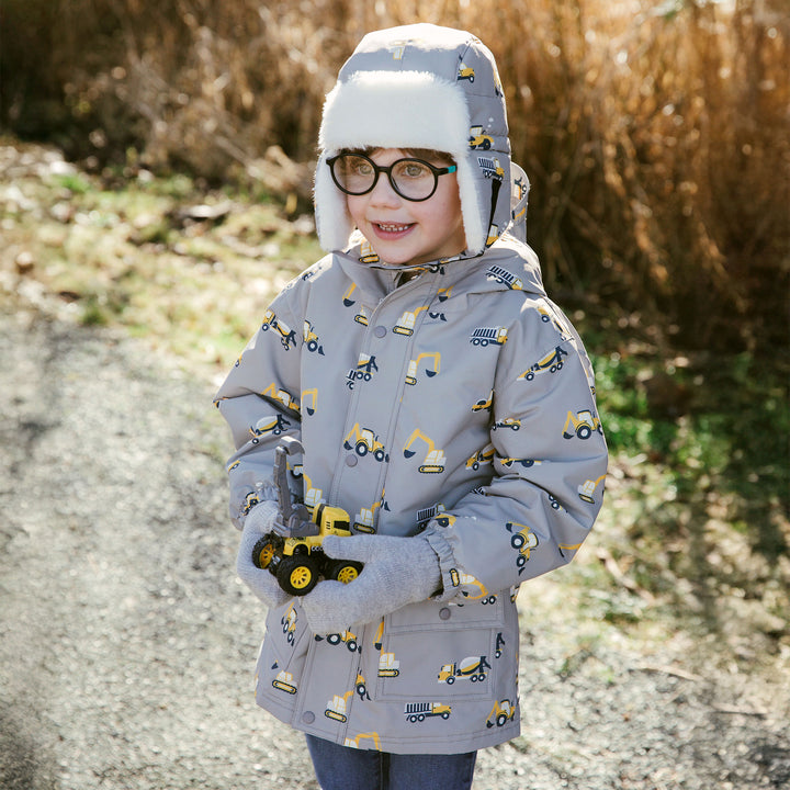 >Jan & Jul Kids Cozy-Dry Waterproof Rain Jacket - Grey Construction
