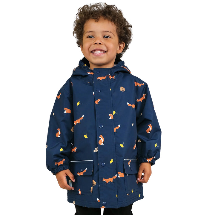 >Jan & Jul Kids Cozy-Dry Waterproof Rain Jacket - Navy Fox