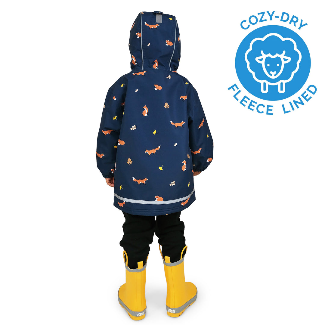 >Jan & Jul Kids Cozy-Dry Waterproof Rain Jacket - Navy Fox