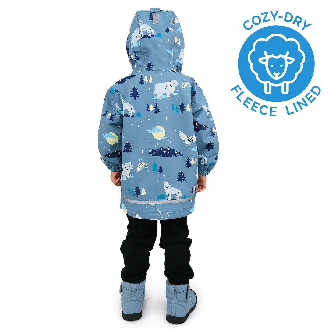 >Jan & Jul Kids Cozy-Dry Waterproof Rain Jacket - Wolf and Bear