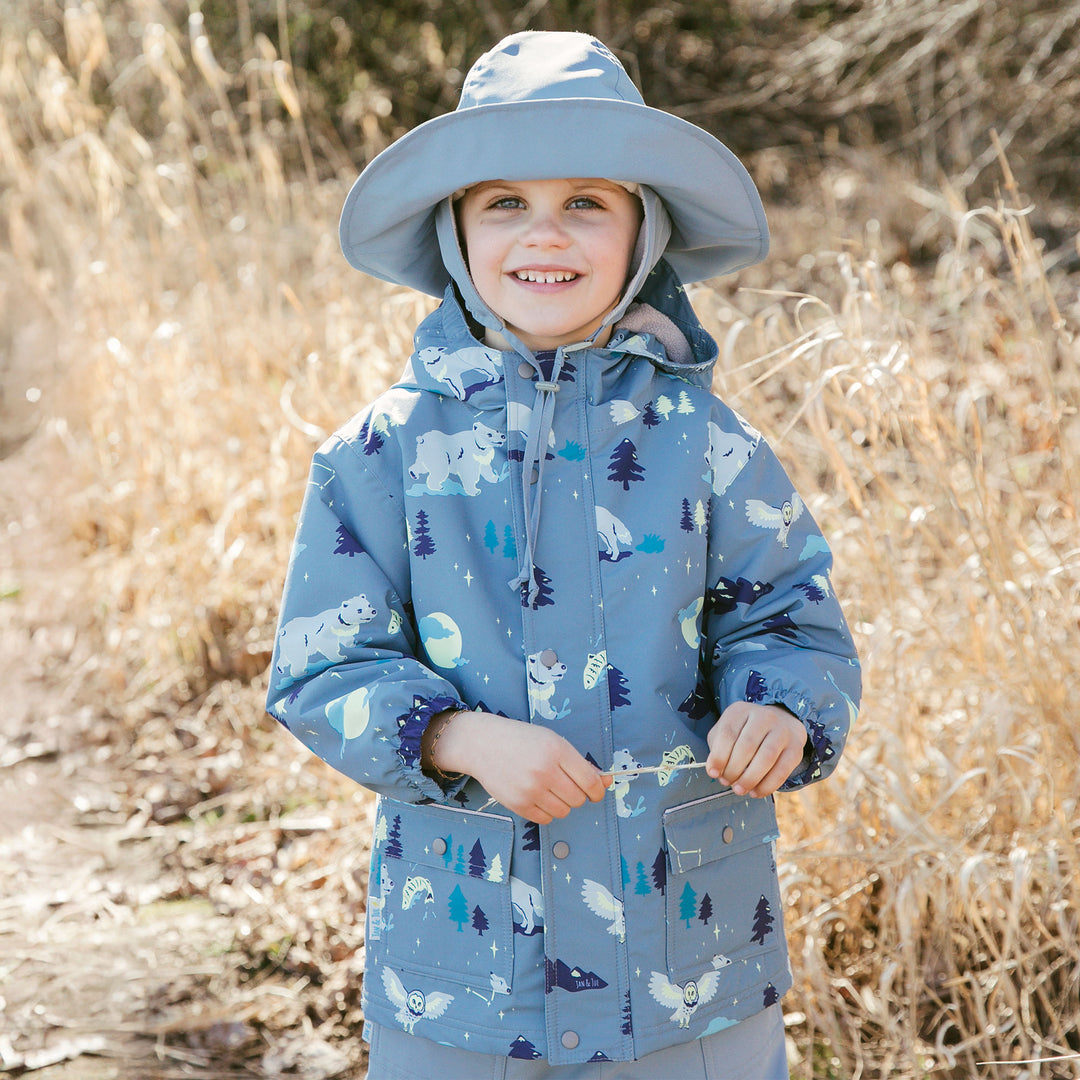 >Jan & Jul Kids Cozy-Dry Waterproof Rain Jacket - Wolf and Bear