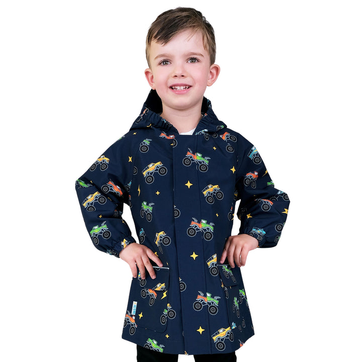 >Jan & Jul Kids Shell/Puddle-Dry Waterproof Jacket - Big Trucks