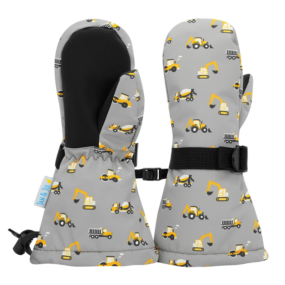 >Jan & Jul Kids Toasty-Dry Waterproof Snow Mitten - Grey Construction