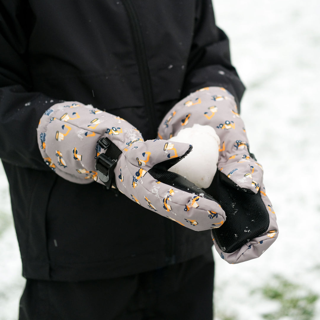 >Jan & Jul Kids Toasty-Dry Waterproof Snow Mitten - Grey Construction