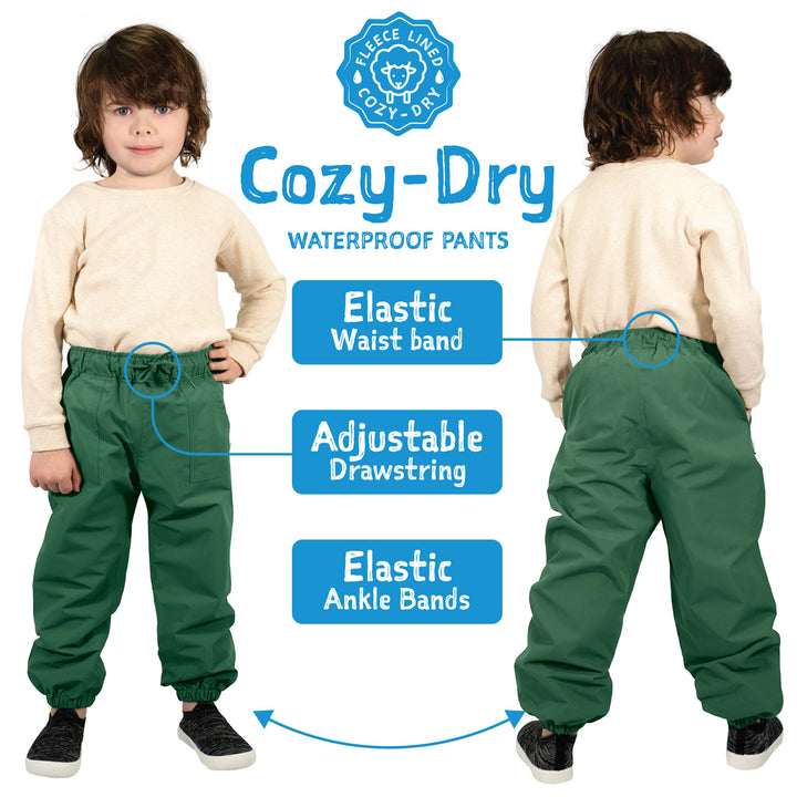 >Jan & Jul Kids Cozy-Dry Rain & Snow Pants - Wolf and Bear