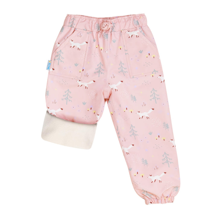 >Jan & Jul Kids Cozy-Dry Rain & Snow Pants (Fleece Lined) - Pink Forest