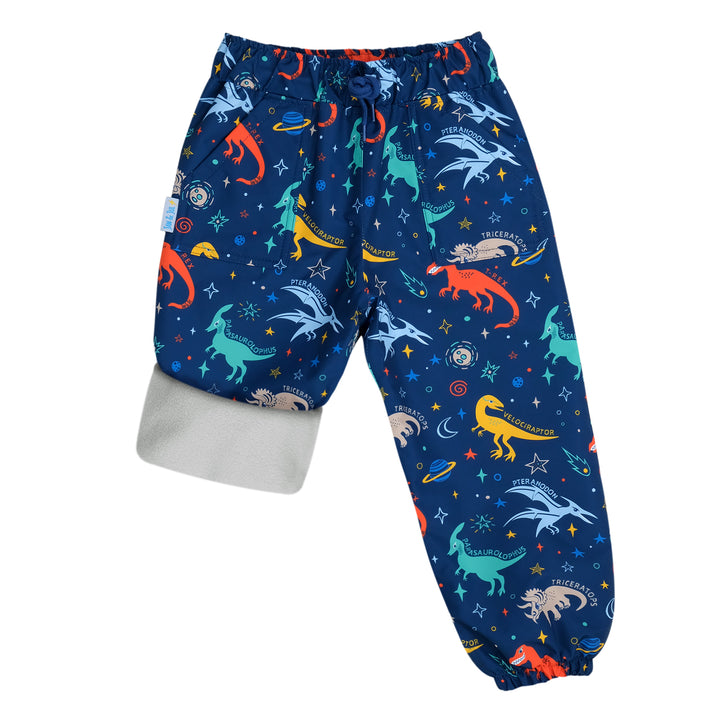 >Jan & Jul Kids Cozy-Dry Rain & Snow Pants - Space Dinos