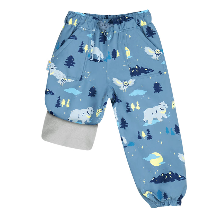 >Jan & Jul Kids Cozy-Dry Rain & Snow Pants - Wolf and Bear