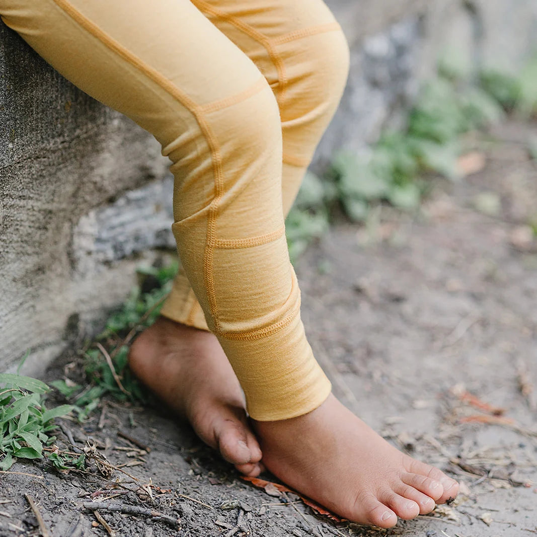 >Woolino Kids Merino Wool Base Layer Long Sleeve Top + Leggings Set - Honey