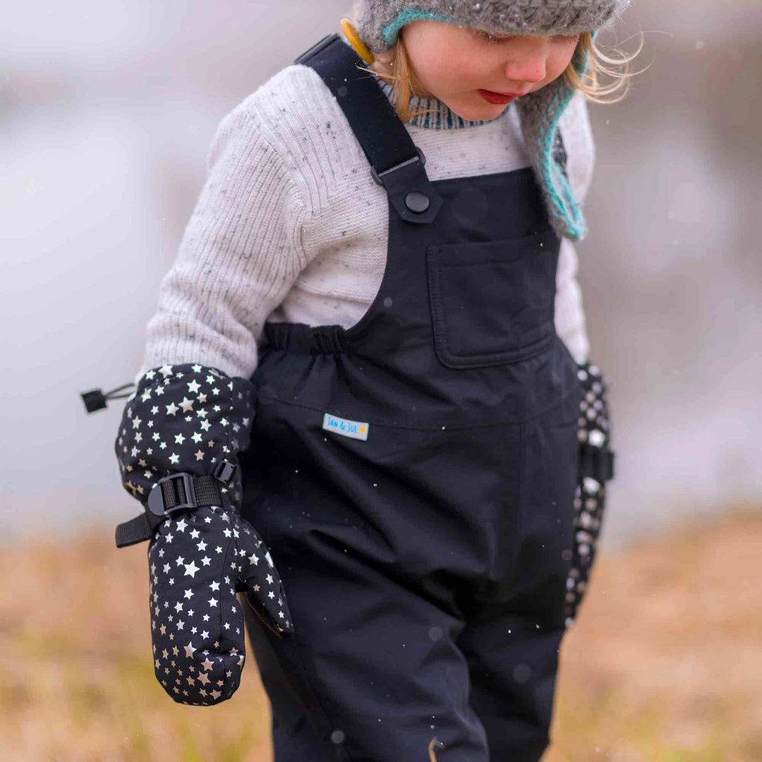 >Jan & Jul Kids Toasty-Dry Waterproof Snow Mitten - Black Star