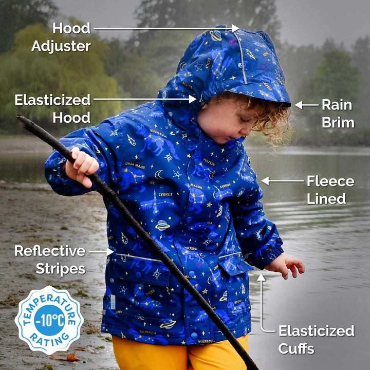 Jan & Jul Kids Cozy-Dry Waterproof Jacket - Constellations