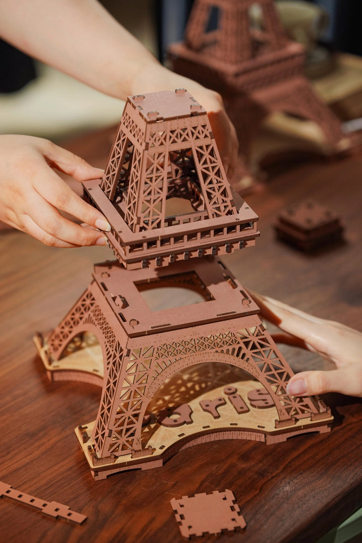 >Hands Craft DIY 3D Wooden Puzzle w/ Led Lights: Night of the Eiffel Tower