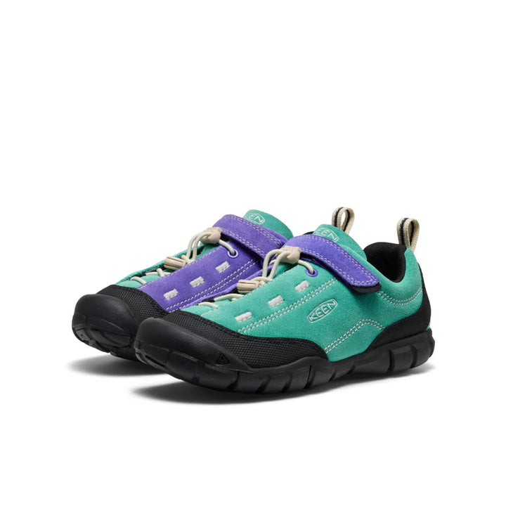 >KEEN Kids Jasper II Play-Anywhere Comfort Leather Sneaker - Bright Aqua/Purple Opulence