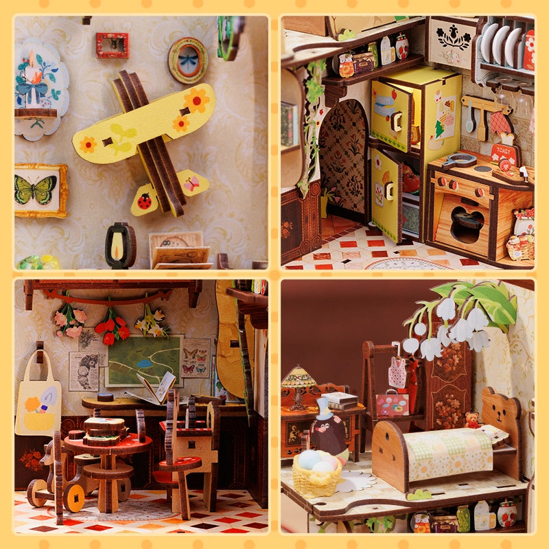 >Hands Craft DIY Book Nook Kit: Mole's Apartment with Dust Cover