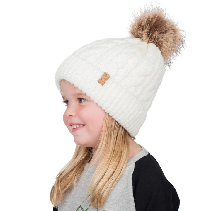 >Jan & Jul Kids & Adult Cable Knit Twinning Beanies Hat - Cream