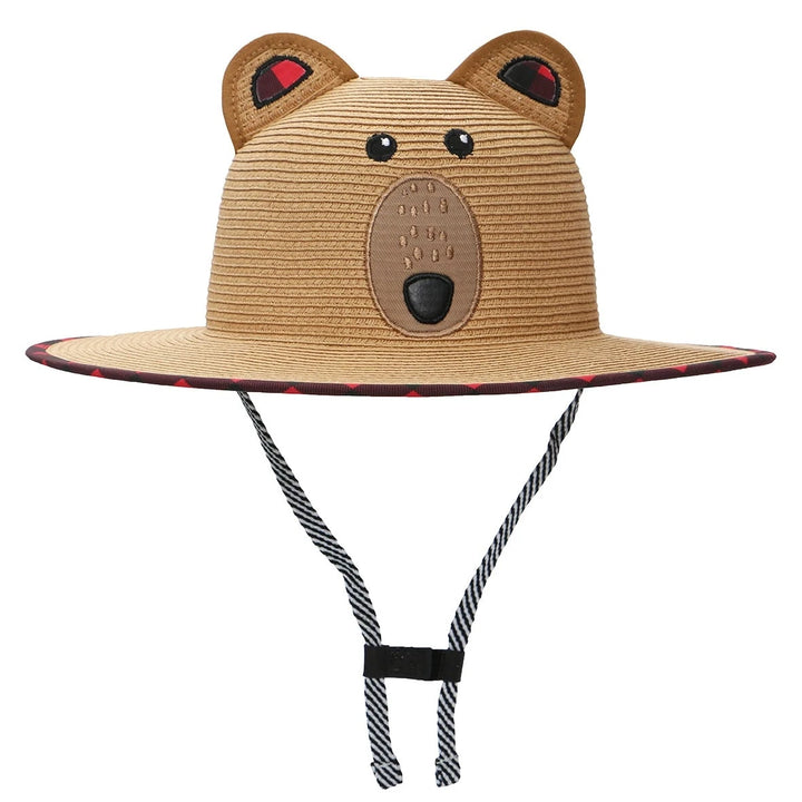 FlapJackKids Kids UPF50+ Straw Sun Hat - Bear