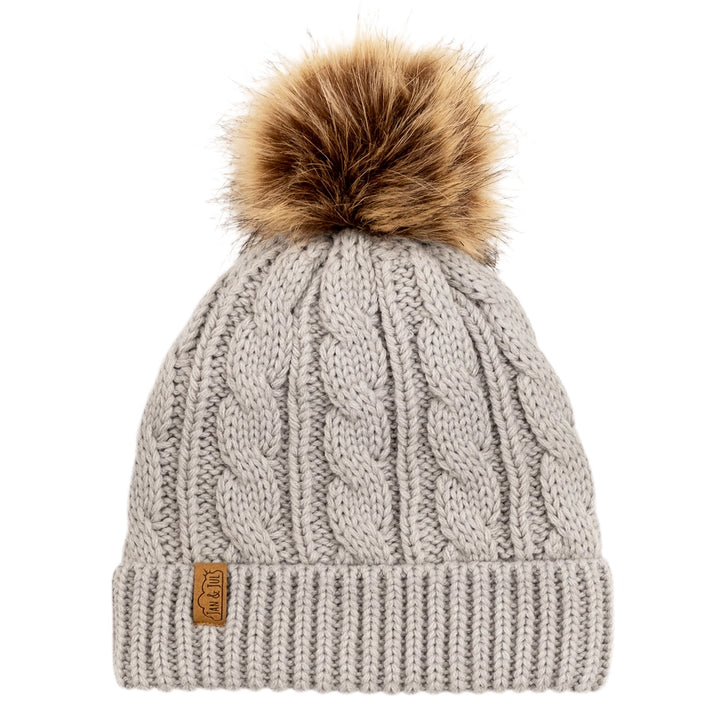 >Jan & Jul Kids & Adult Cable Knit Twinning Beanies Hat - Grey