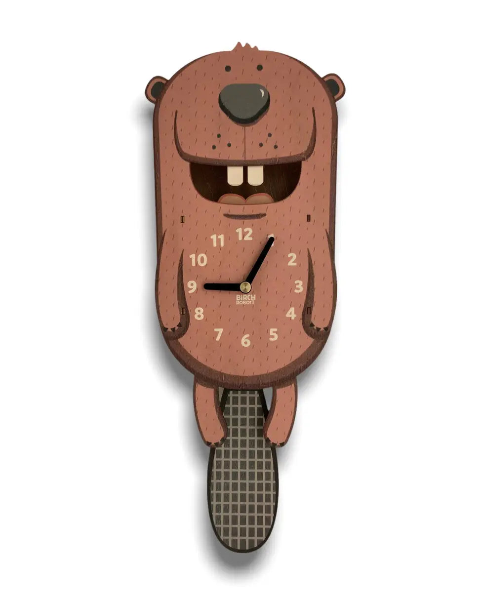 Birch Robot Chewy the Beaver Pendulum Clock