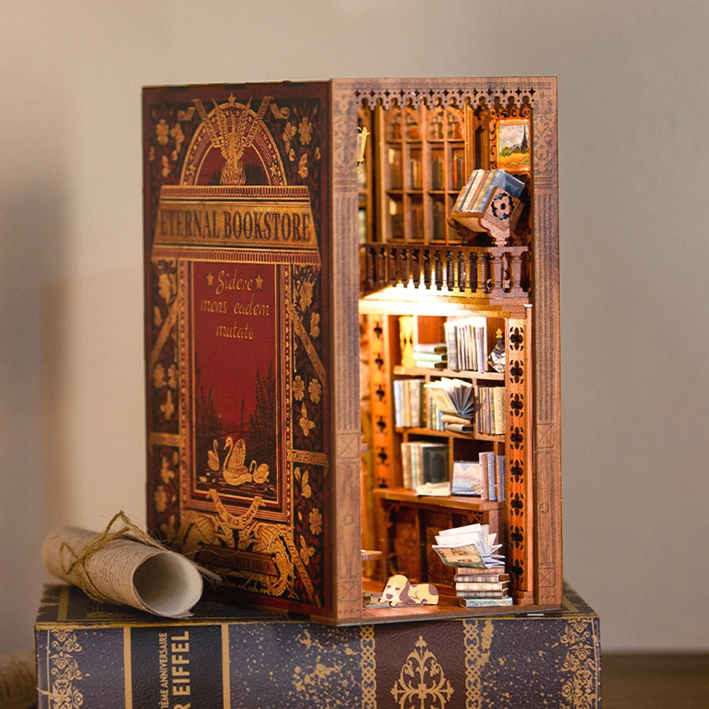 >Hands Craft DIY Book Nook Kit: Eternal Bookstore with Dust Cover