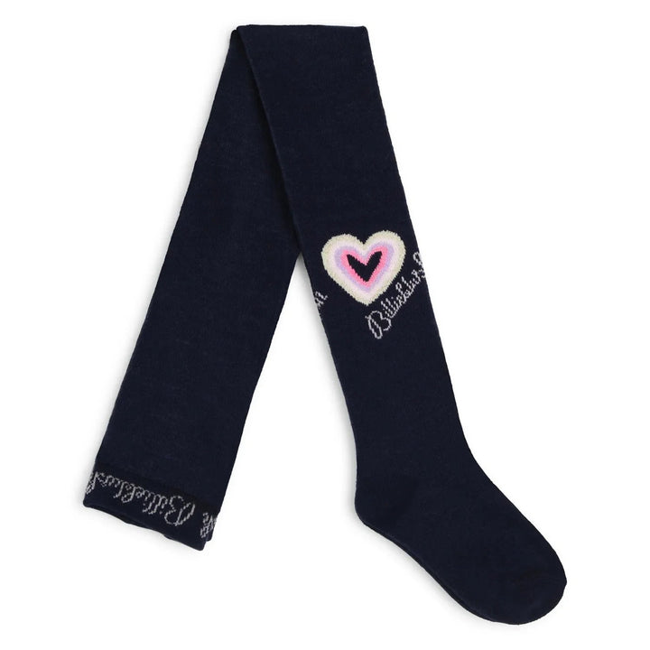 Billieblush Girls Navy Heart Logo Tights - 8-10Y
