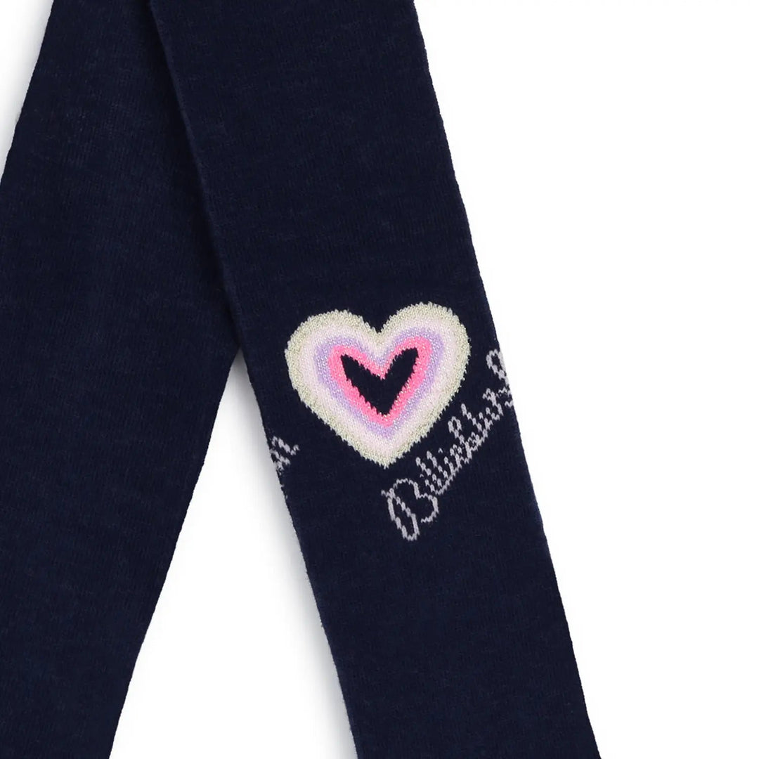 Billieblush Girls Navy Heart Logo Tights - 8-10Y