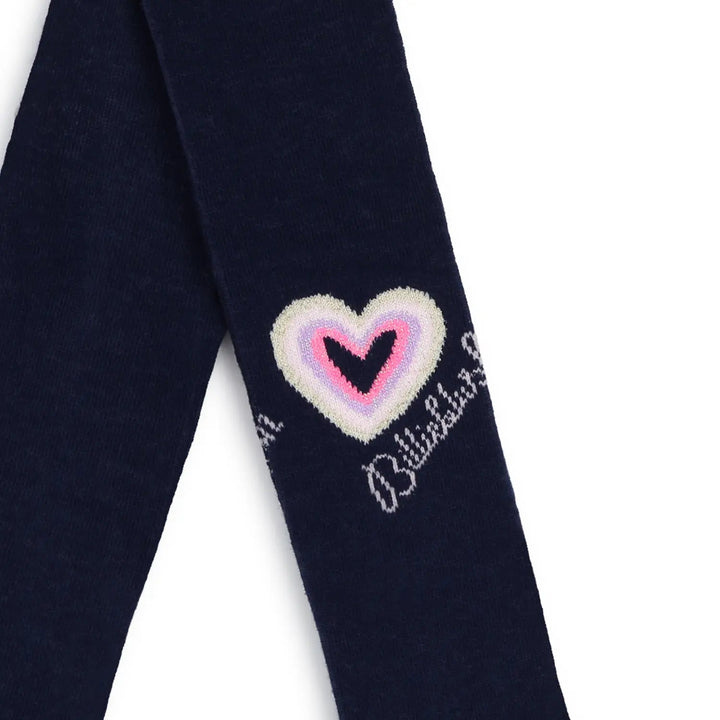Billieblush Girls Navy Heart Logo Tights - 8-10Y