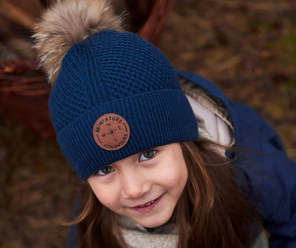 MINI A TURE Kids MATBOJE Wool Beanie - Blue Night
