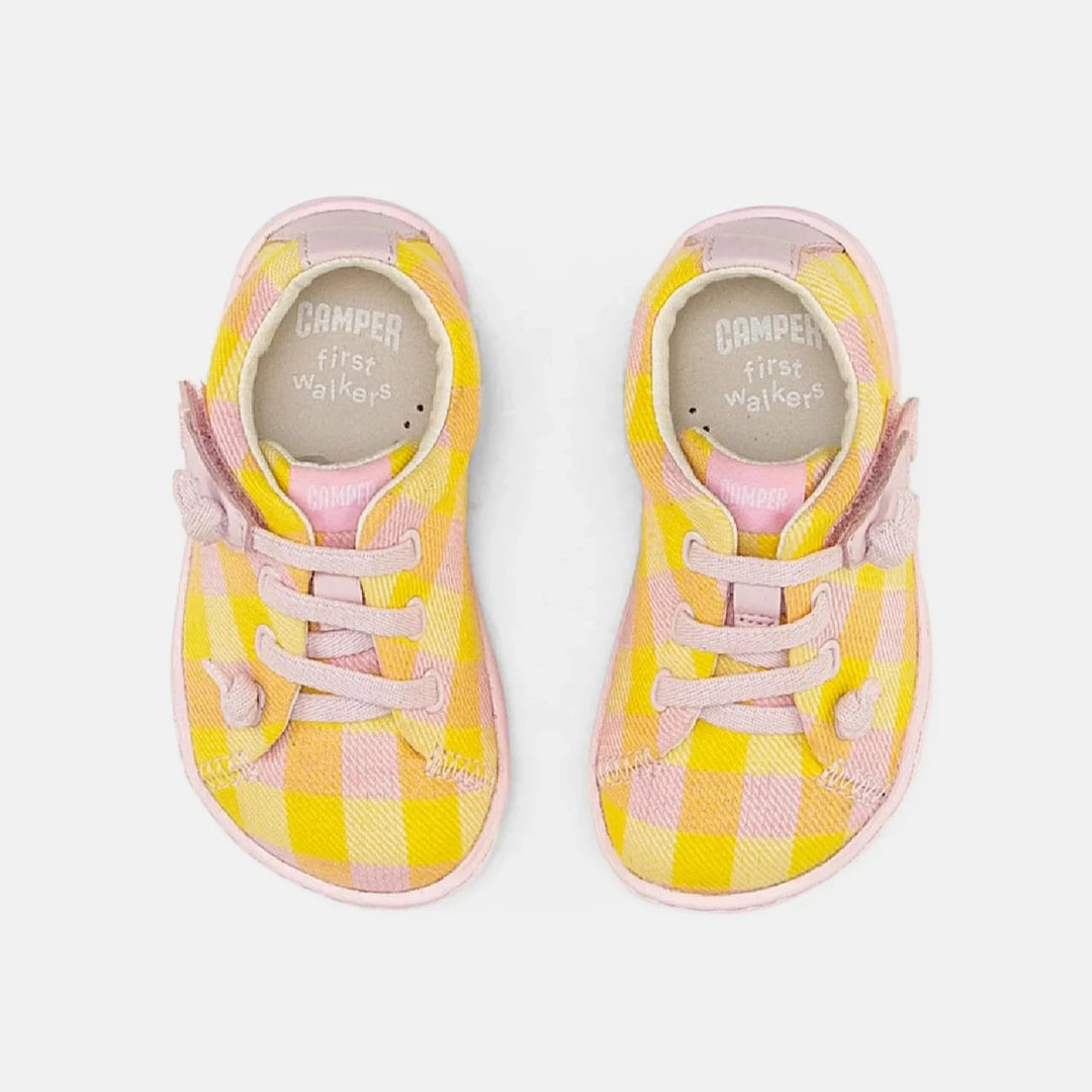 sneaker von camper Camper Kids Baby PEU Yellow / Pink Plaid Leather Sneakers Shoes