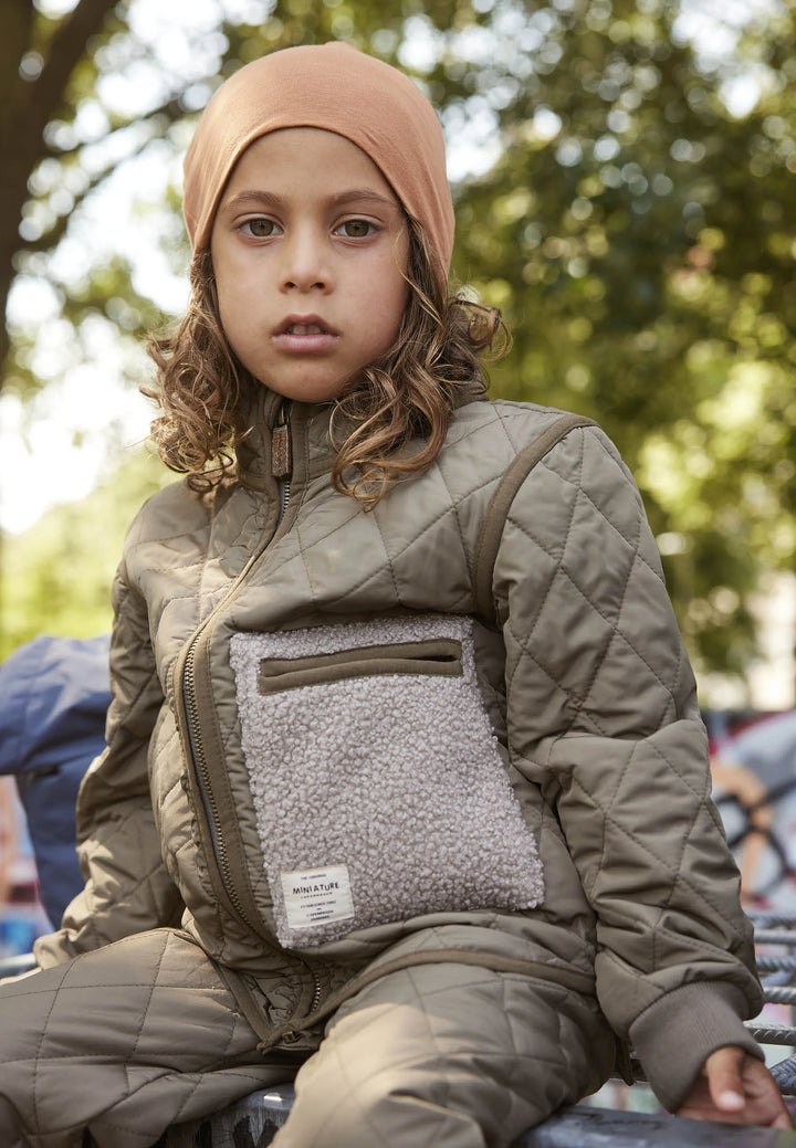 MINI A TURE Kids MATLOU+MATJAVA Thermo Jacket+Pants Set - Grey Brown