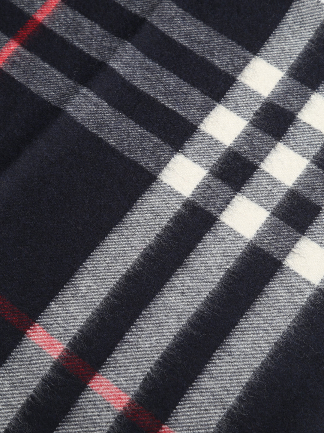 Burberry Classic Cashmere Fringed Check Scarf - Midnight Blue