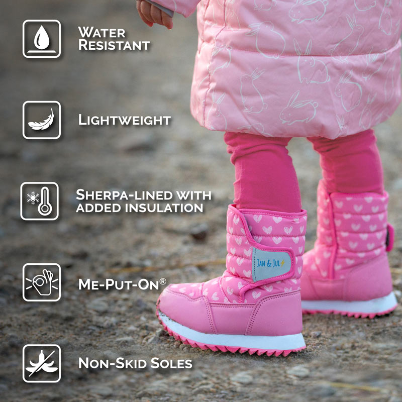 >Jan & Jul Kids Toasty-Dry Tall Puffy Winter Boots - Pink Forest