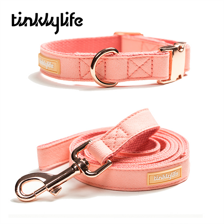 Tinklylife Dog MACARON Collar + Leash Set - Pink