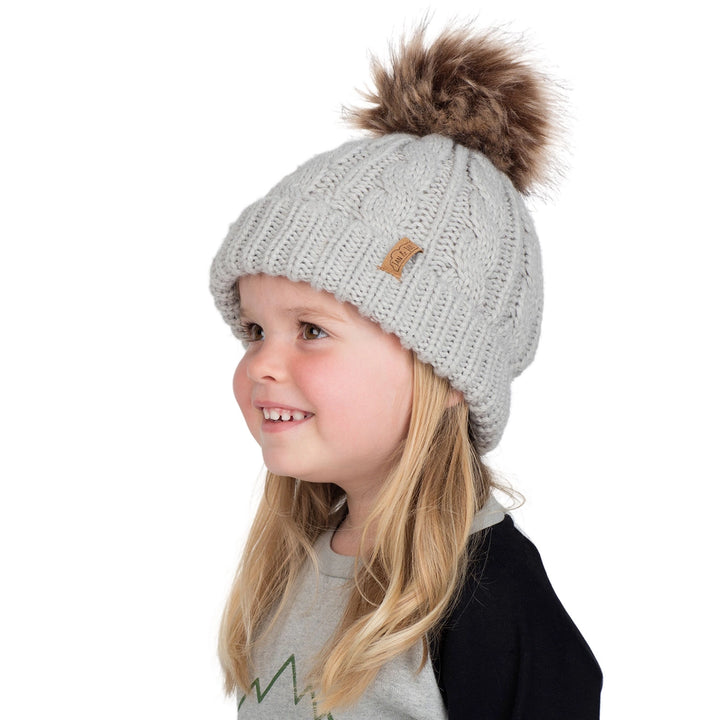 >Jan & Jul Kids & Adult Cable Knit Twinning Beanies Hat - Grey