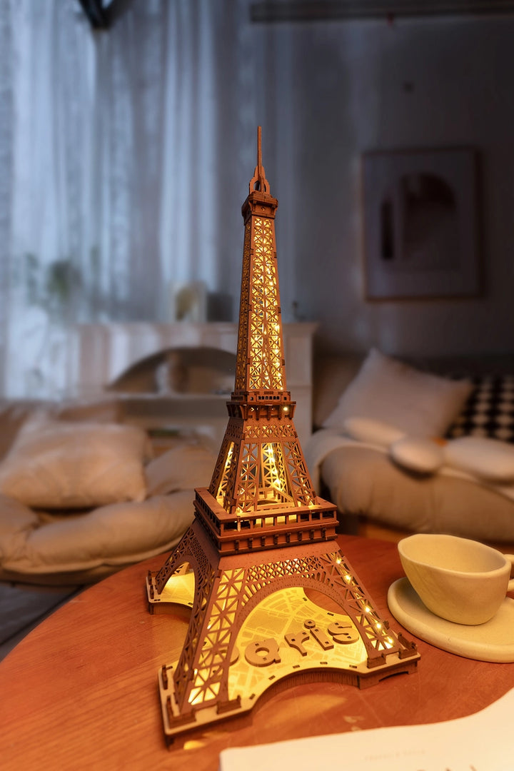 >Hands Craft DIY 3D Wooden Puzzle w/ Led Lights: Night of the Eiffel Tower