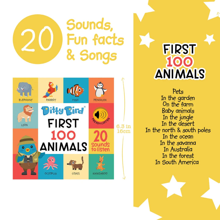 Ditty Bird Baby Sound Vocabulary Book: First 100 Animals