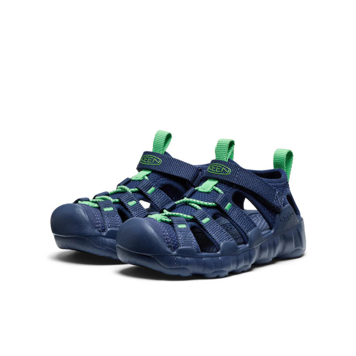 >KEEN Kids Hyperport H2 Extra Cushy Sandal - NAVAL ACADEMY/VIBRANT GREEN