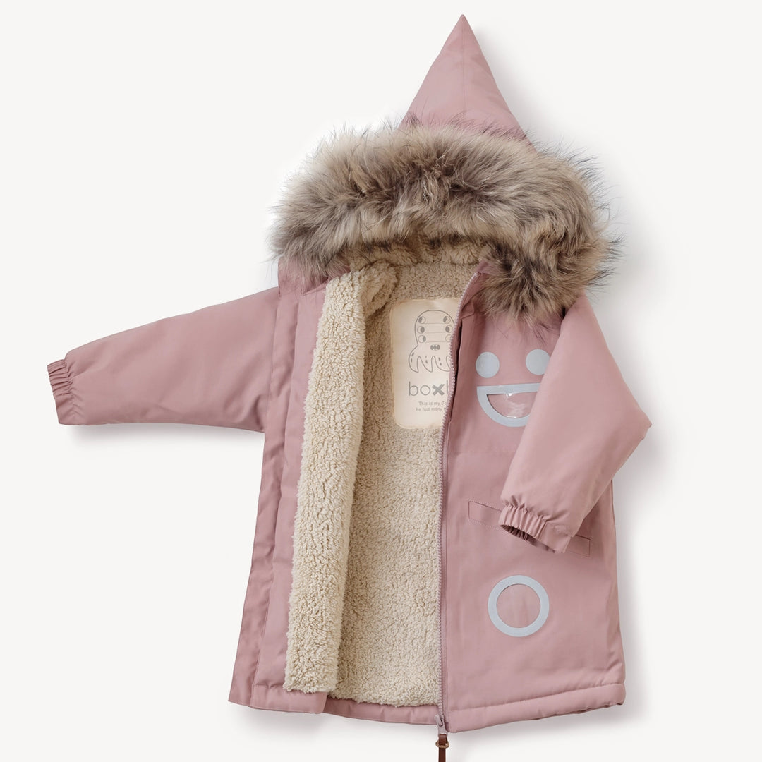 BOXBO Kids Mid-Length Waterproof & Snowproof Winter Coat - Pink